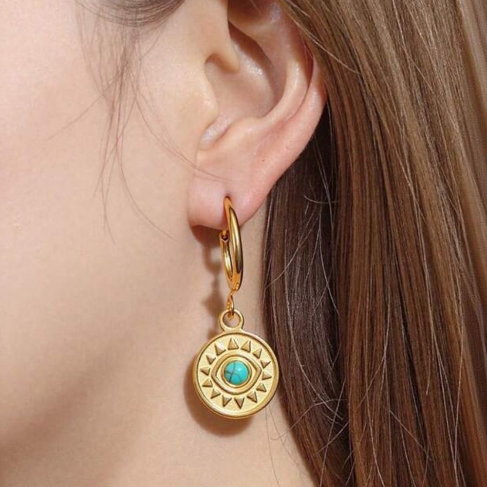 Evil eye hoop Earrings Q373
